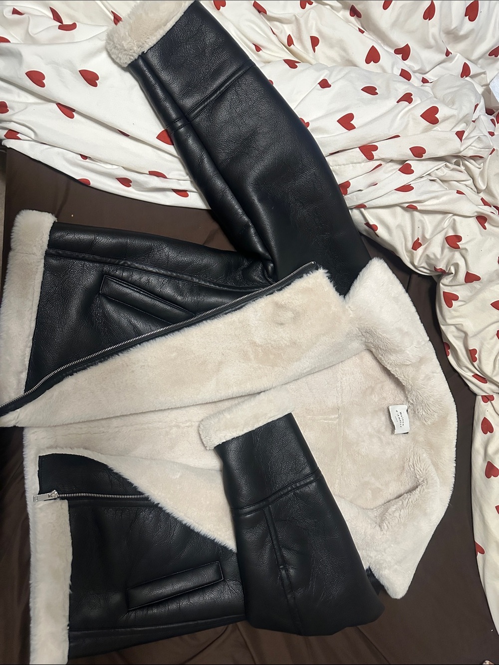 Large Black Faux Leather Faux-Fur-Lined Coat - Women Maison D’Amélie Paris